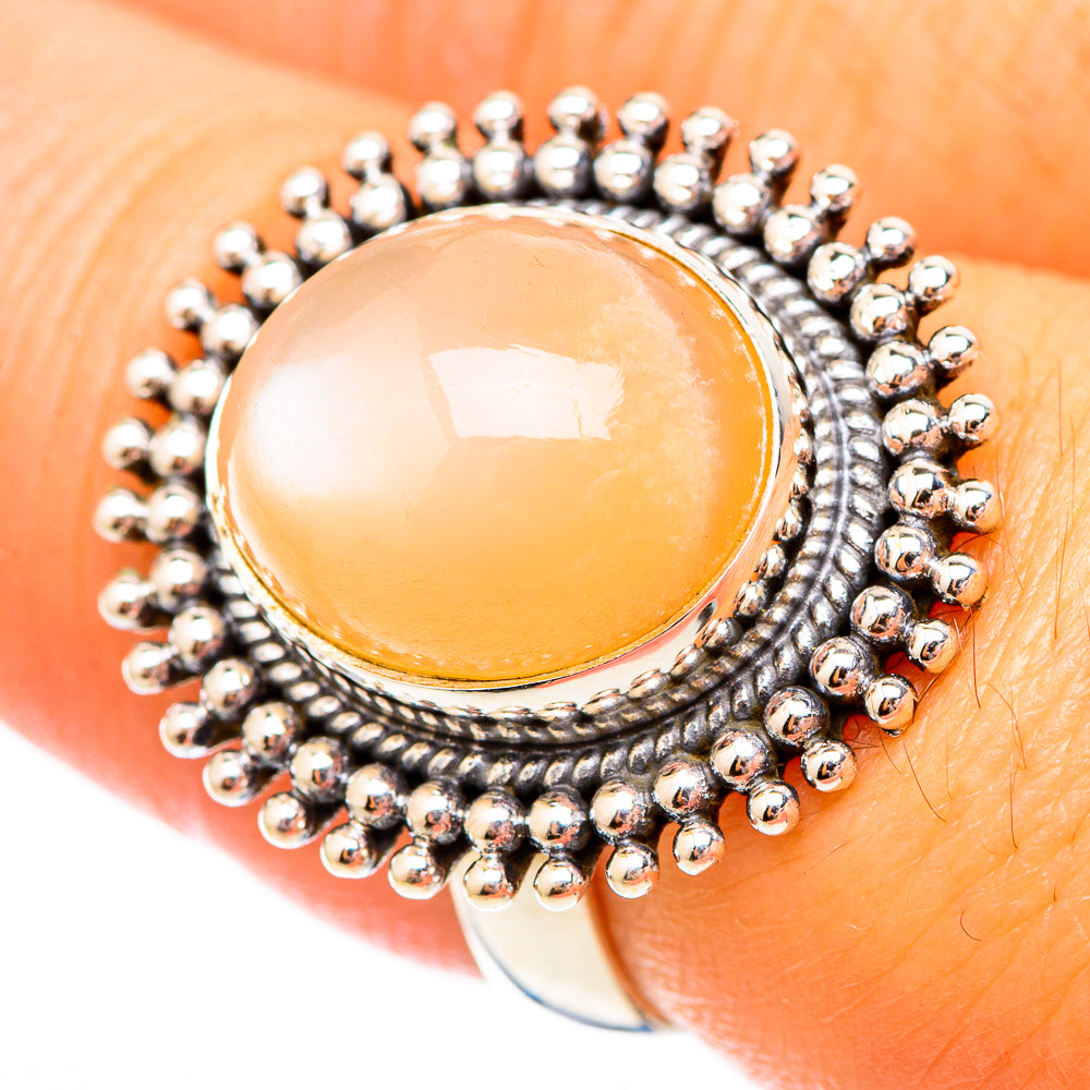 Peach Moonstone Rings handcrafted by Anasilvercos - RING116982