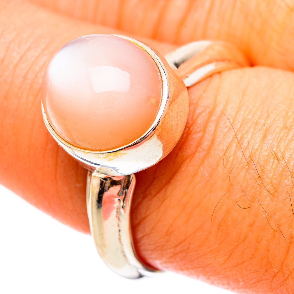 Peach Moonstone Rings handcrafted by Anasilvercos - RING116985