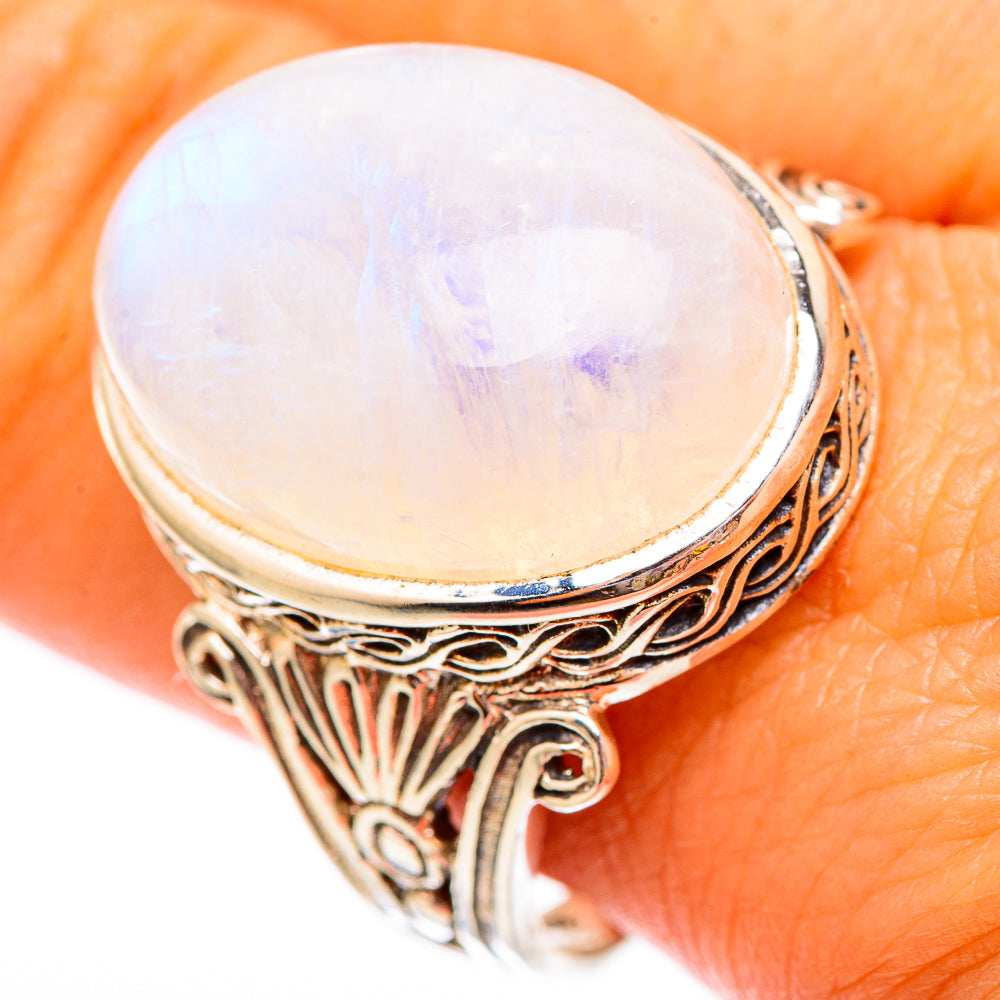 Rainbow Moonstone Rings handcrafted by Anasilvercos - RING117034