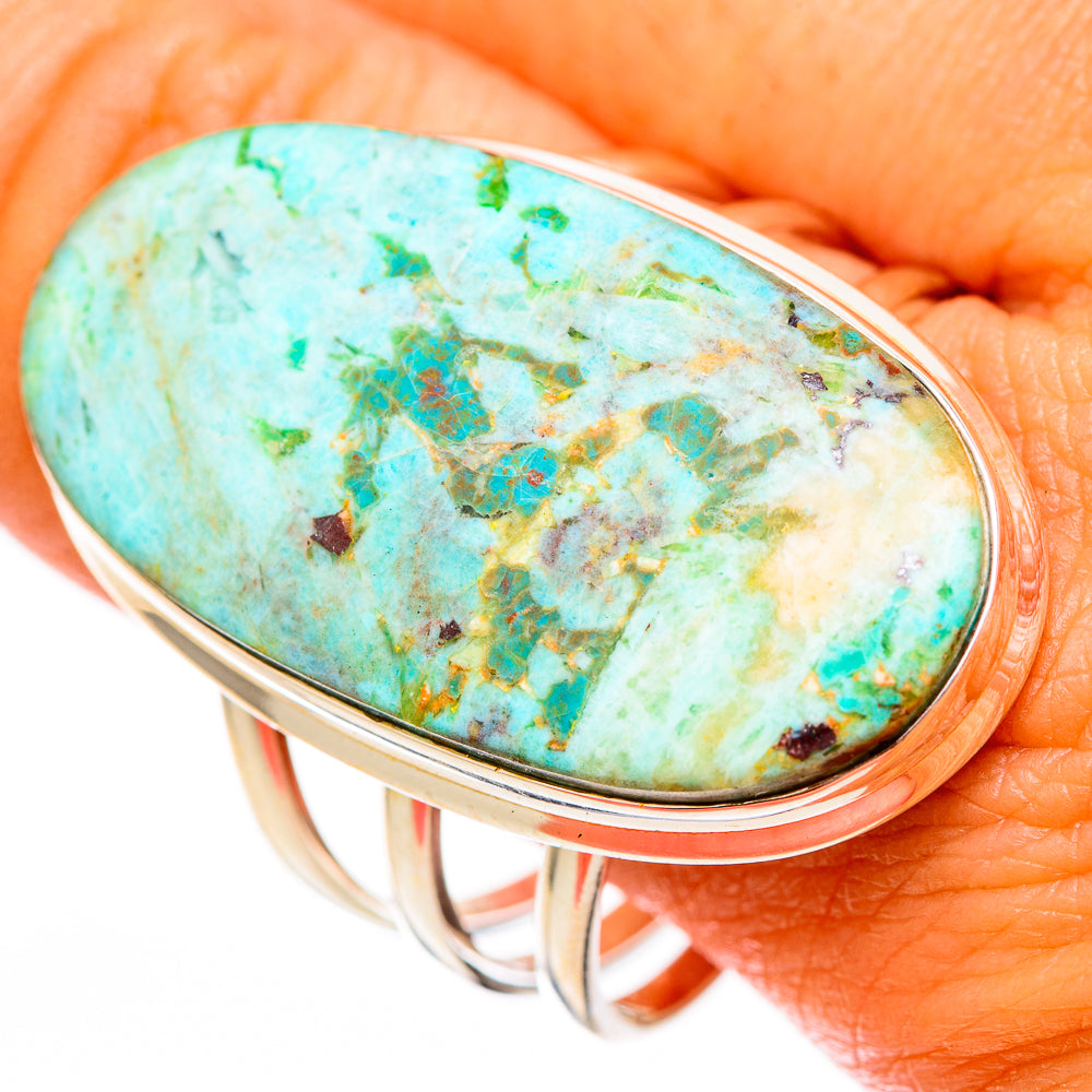 Peruvian Chrysocolla Rings handcrafted by Anasilvercos - RING117050