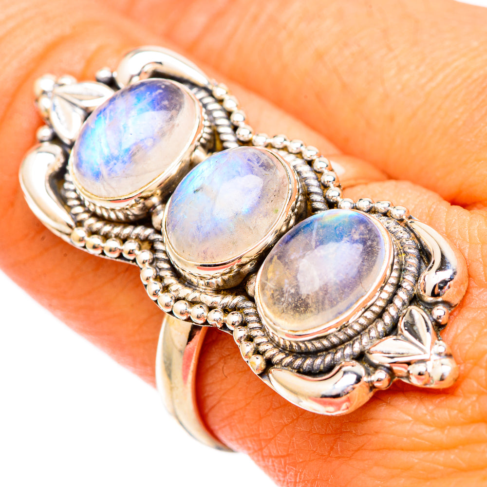 Rainbow Moonstone Rings handcrafted by Anasilvercos - RING117063