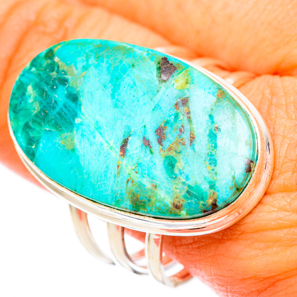 Peruvian Chrysocolla Rings handcrafted by Anasilvercos - RING117075
