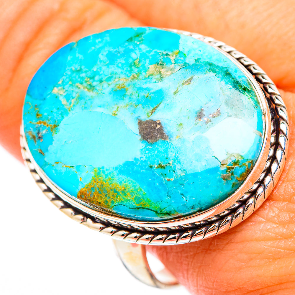 Peruvian Chrysocolla Rings handcrafted by Anasilvercos - RING117077