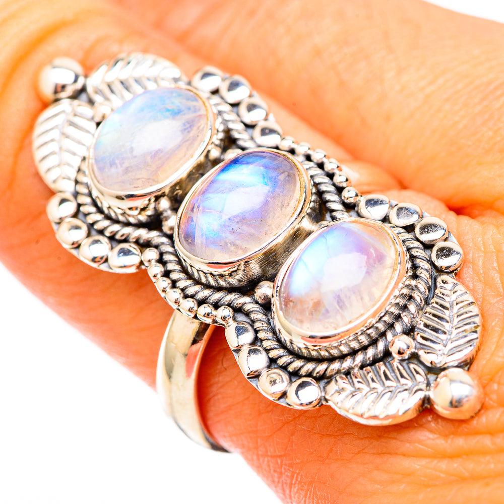 Rainbow Moonstone Rings handcrafted by Anasilvercos - RING117089