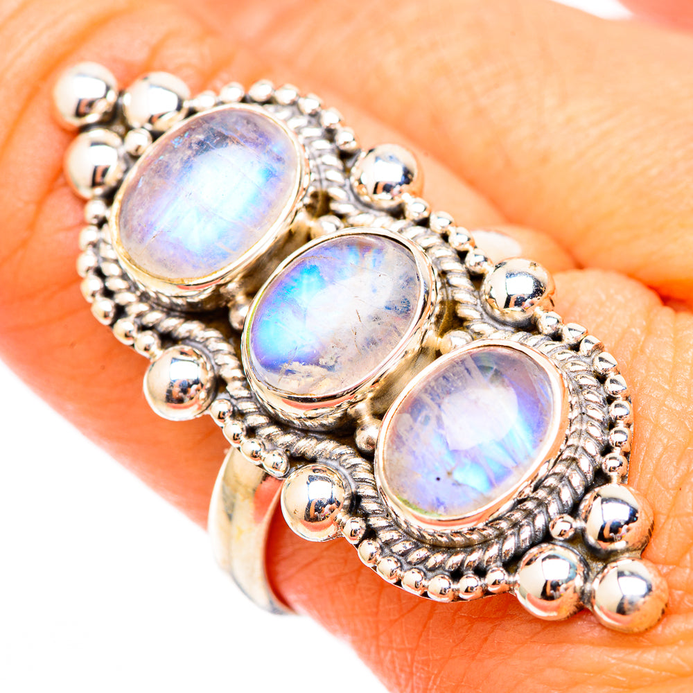 Rainbow Moonstone Rings handcrafted by Anasilvercos - RING117090
