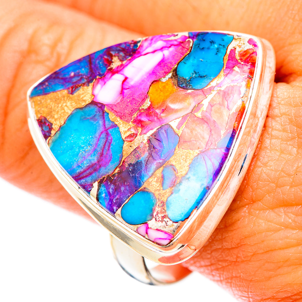 Kingman Pink Dahlia Turquoise Rings handcrafted by Anasilvercos - RING117097