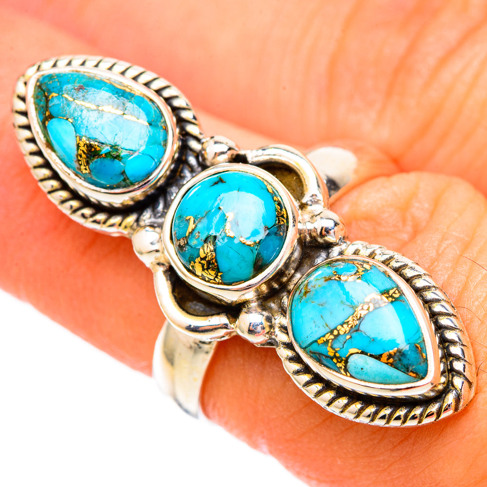 Blue Copper Composite Turquoise Rings handcrafted by Anasilvercos - RING117104
