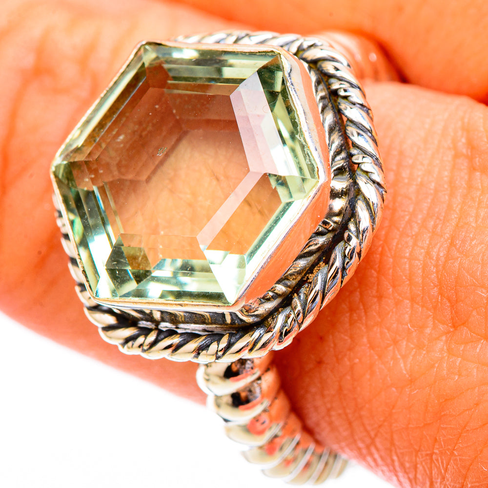 Green Amethyst Rings handcrafted by Anasilvercos - RING117110