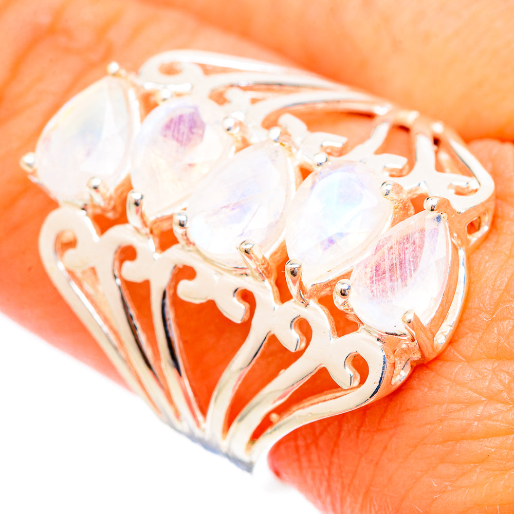 Rainbow Moonstone Rings handcrafted by Anasilvercos - RING117124
