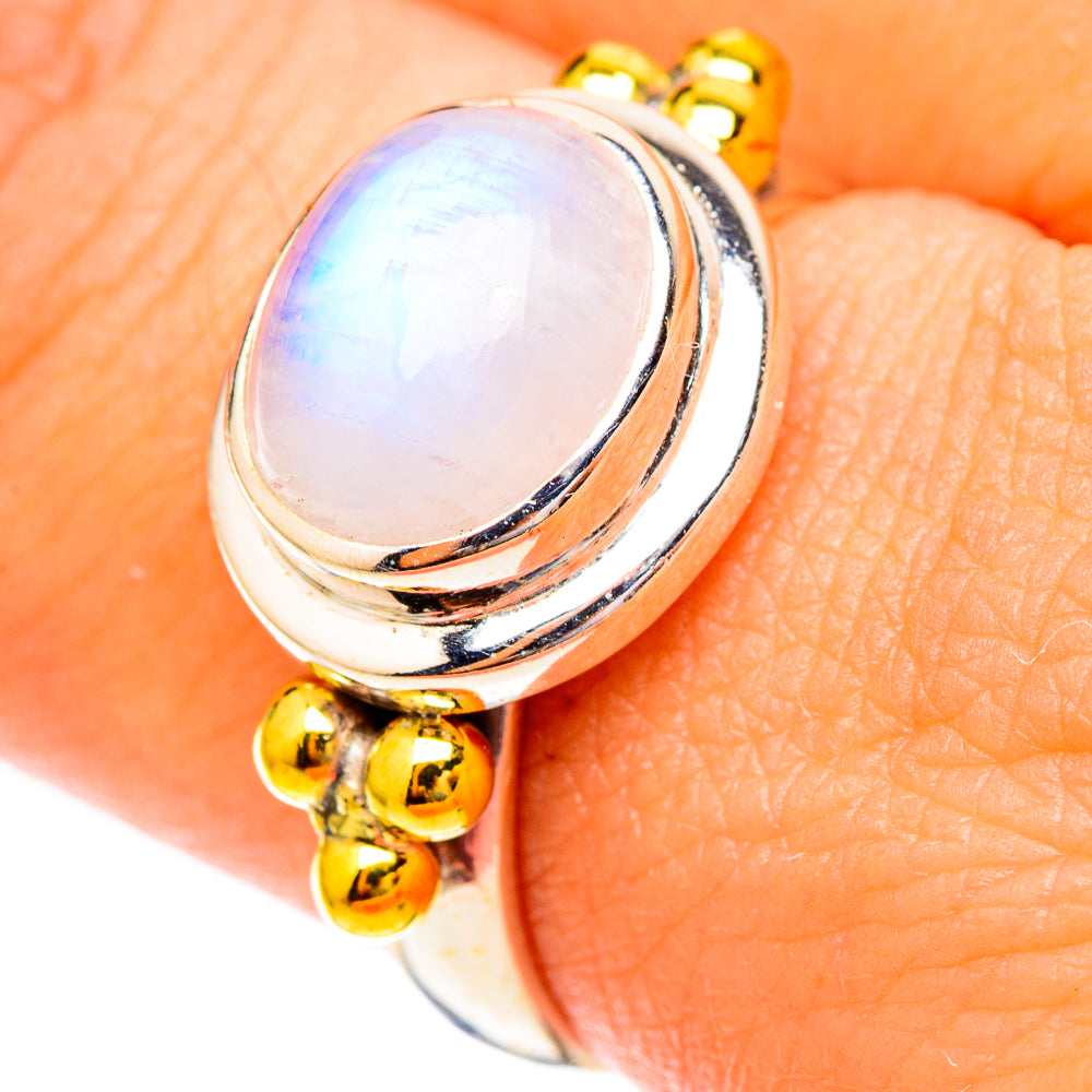 Rainbow Moonstone Rings handcrafted by Anasilvercos - RING117126