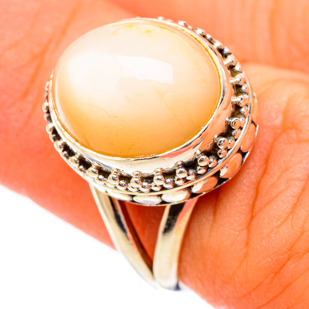 Peach Moonstone Rings handcrafted by Anasilvercos - RING117141