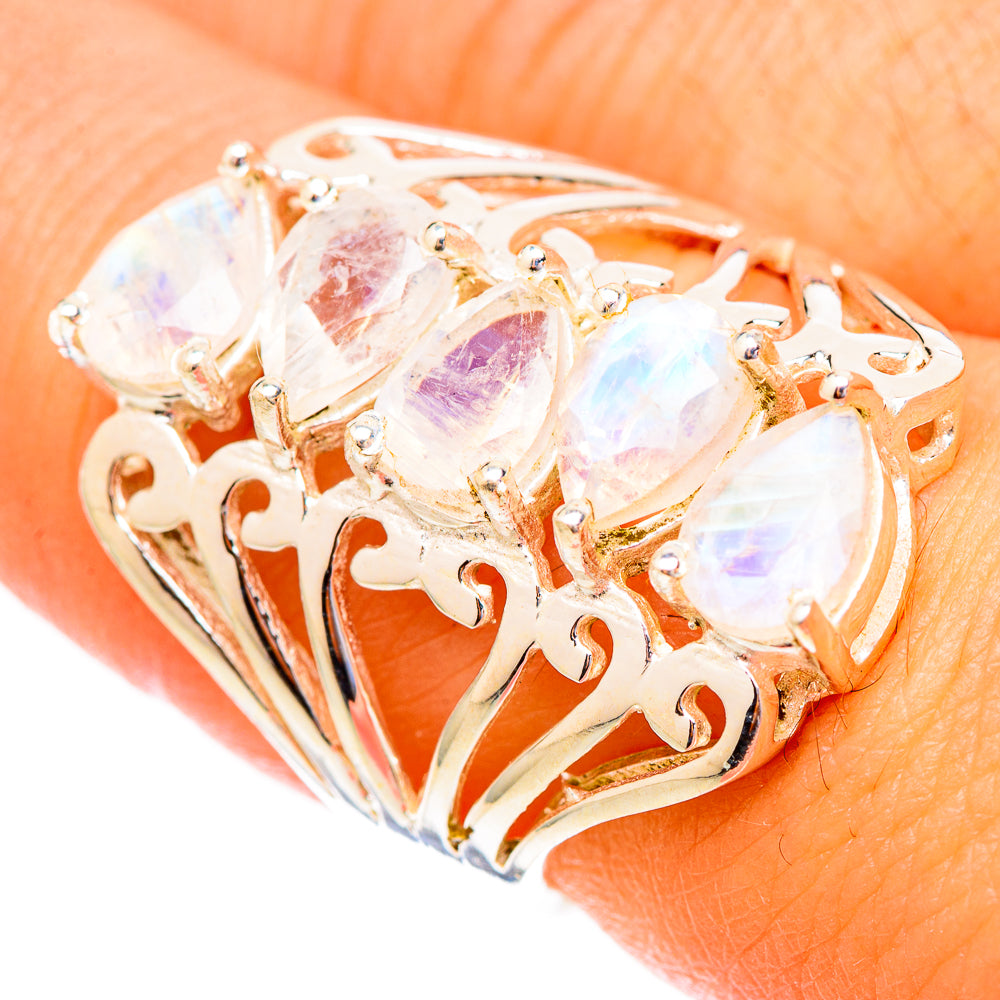 Rainbow Moonstone Rings handcrafted by Anasilvercos - RING117153