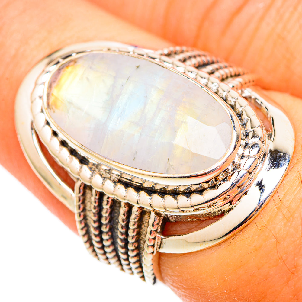 Rainbow Moonstone Rings handcrafted by Anasilvercos - RING117154