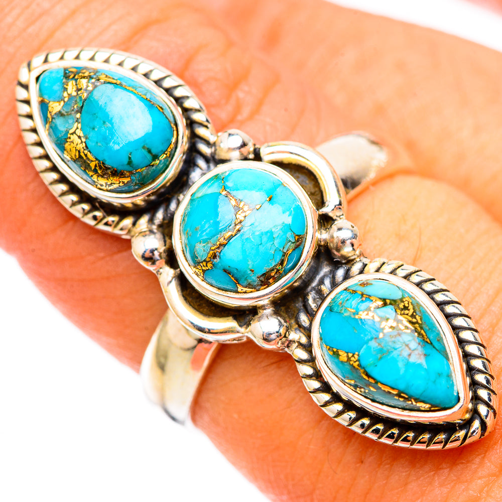 Blue Copper Composite Turquoise Rings handcrafted by Anasilvercos - RING117163