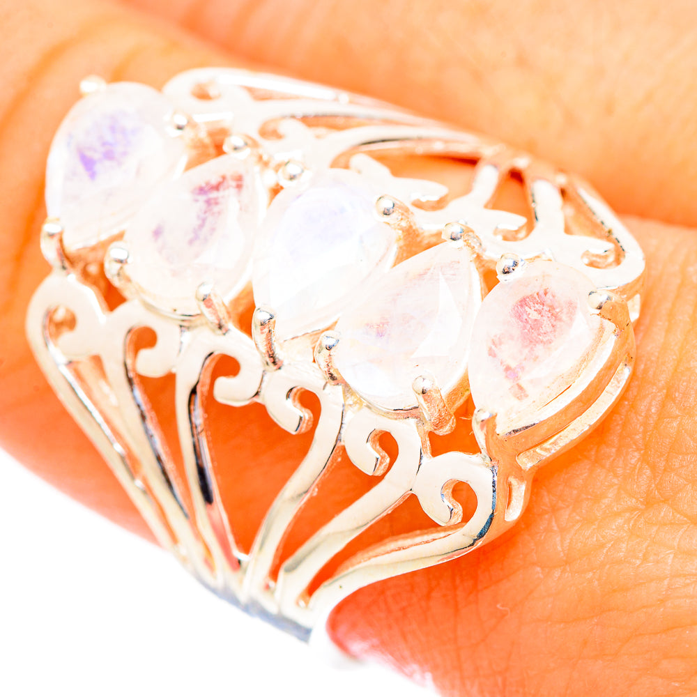 Rainbow Moonstone Rings handcrafted by Anasilvercos - RING117197