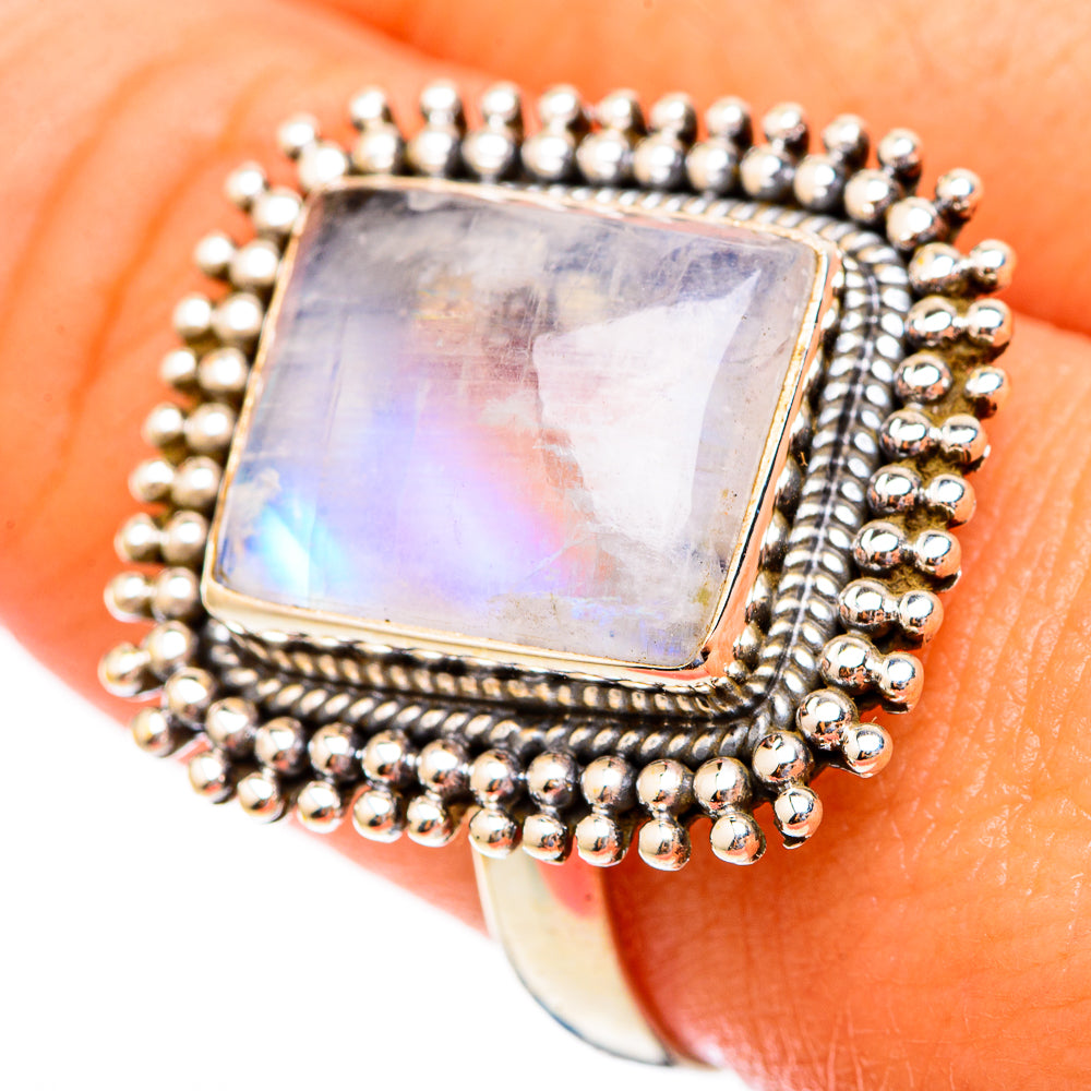 Rainbow Moonstone Rings handcrafted by Anasilvercos - RING117221