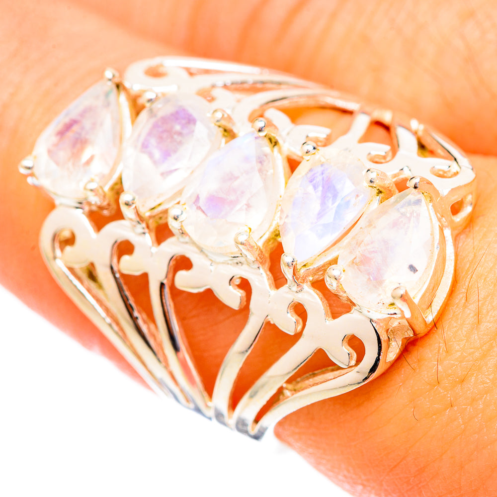 Rainbow Moonstone Rings handcrafted by Anasilvercos - RING117222