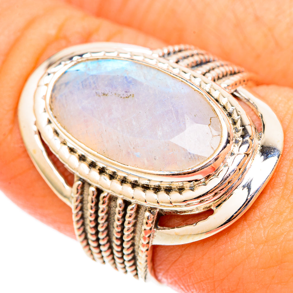 Rainbow Moonstone Rings handcrafted by Anasilvercos - RING117224
