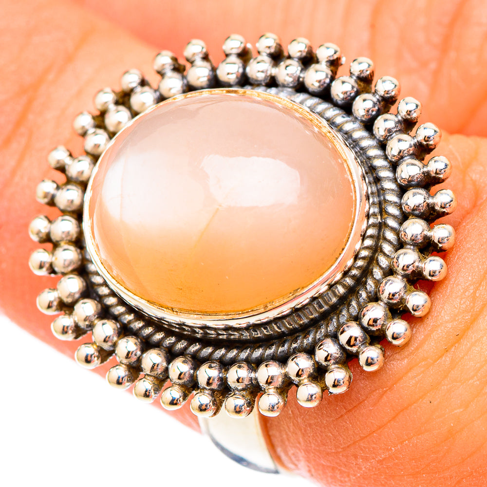 Peach Moonstone Rings handcrafted by Anasilvercos - RING117240