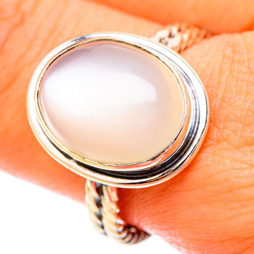 Rainbow Moonstone Rings handcrafted by Anasilvercos - RING117249