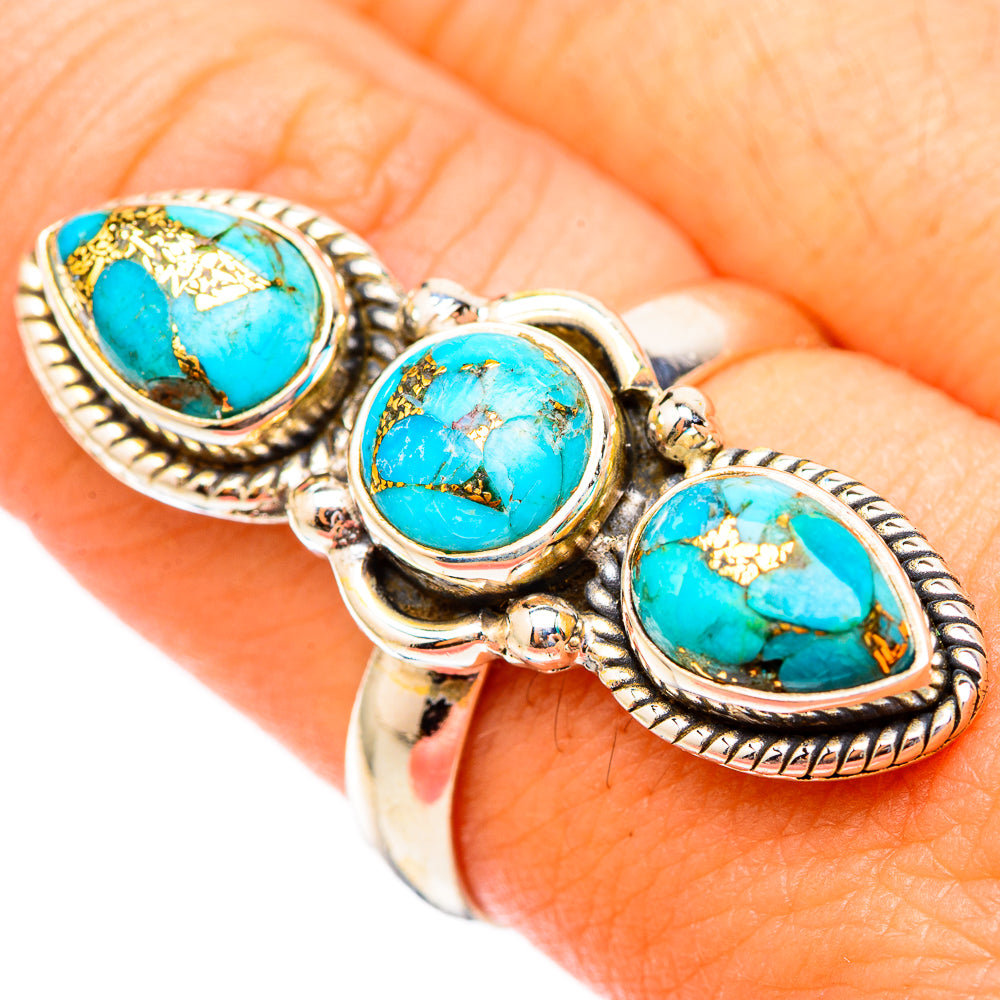 Blue Copper Composite Turquoise Rings handcrafted by Anasilvercos - RING117257