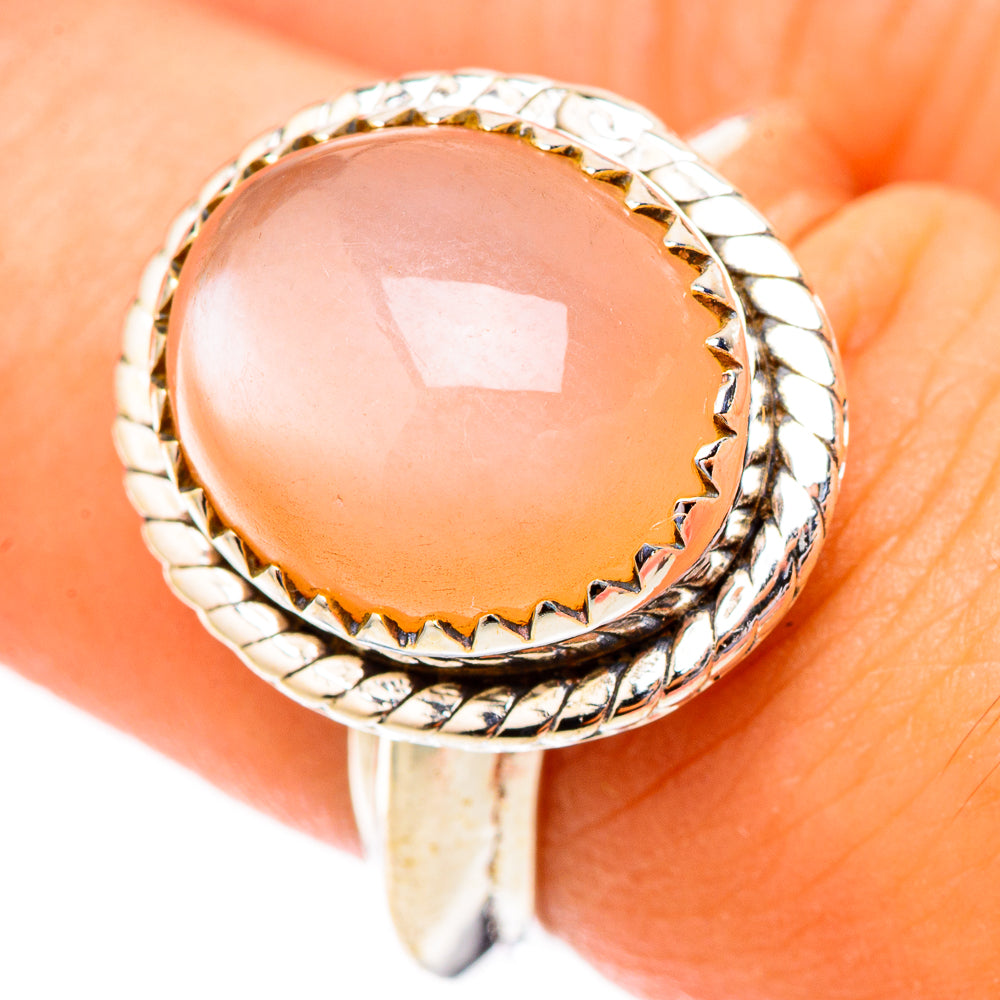Peach Moonstone Rings handcrafted by Anasilvercos - RING117265
