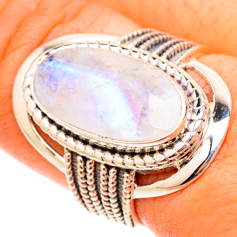Rainbow Moonstone Rings handcrafted by Anasilvercos - RING117276