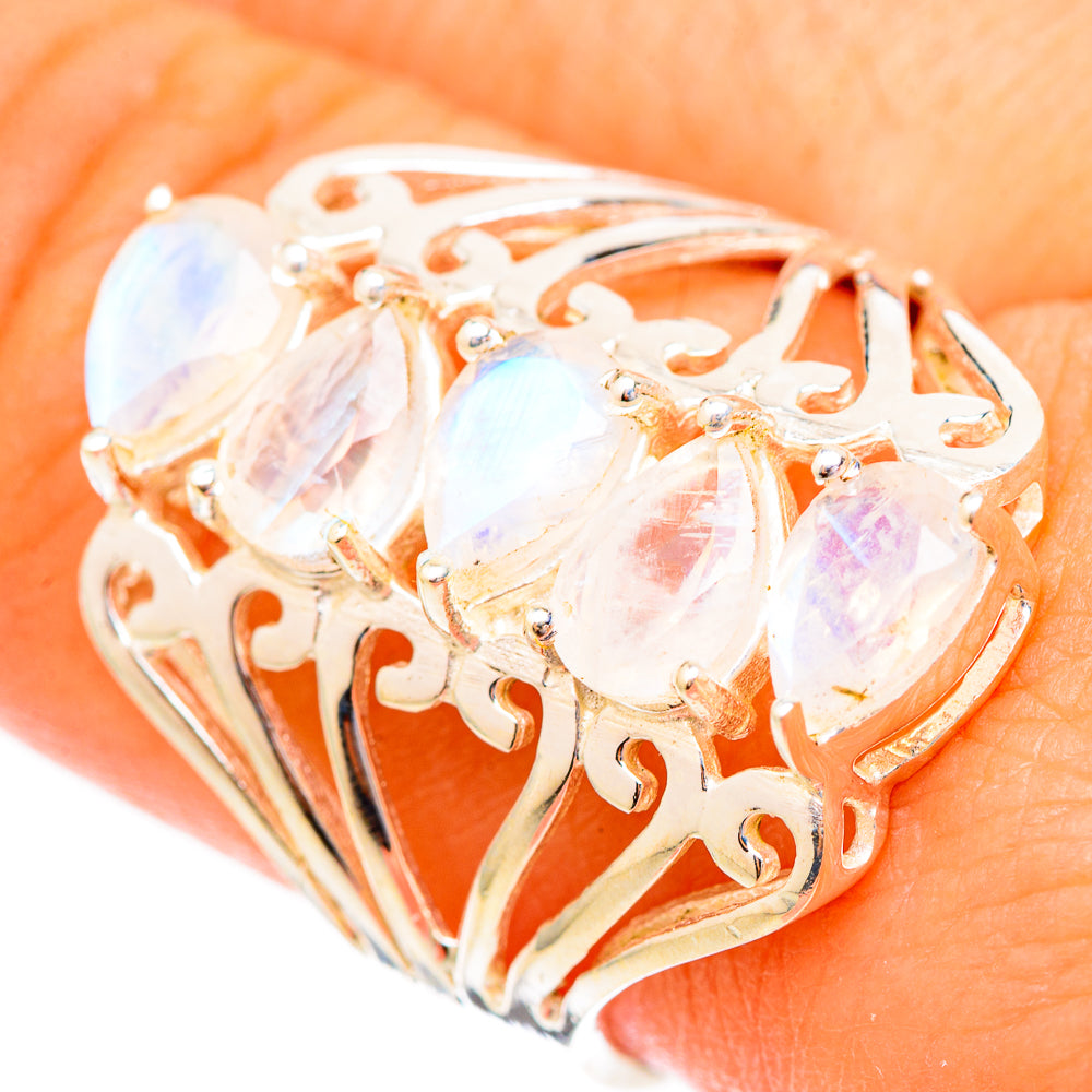 Rainbow Moonstone Rings handcrafted by Anasilvercos - RING117277
