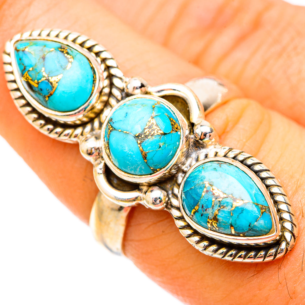 Blue Copper Composite Turquoise Rings handcrafted by Anasilvercos - RING117286