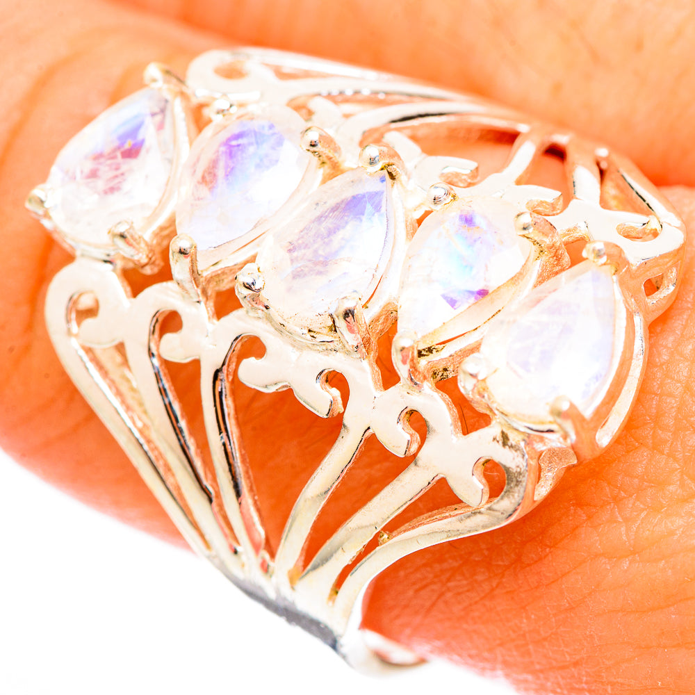 Rainbow Moonstone Rings handcrafted by Anasilvercos - RING117303