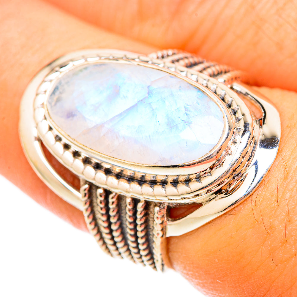 Rainbow Moonstone Rings handcrafted by Anasilvercos - RING117304