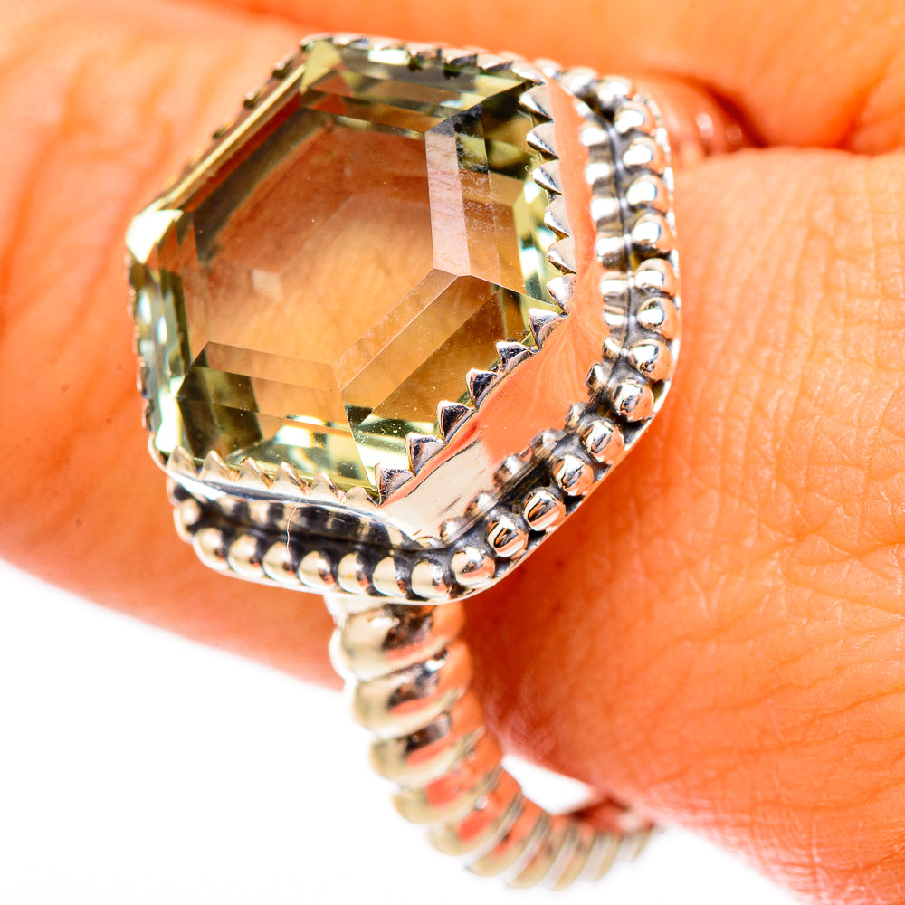 Green Amethyst Rings handcrafted by Anasilvercos - RING117315