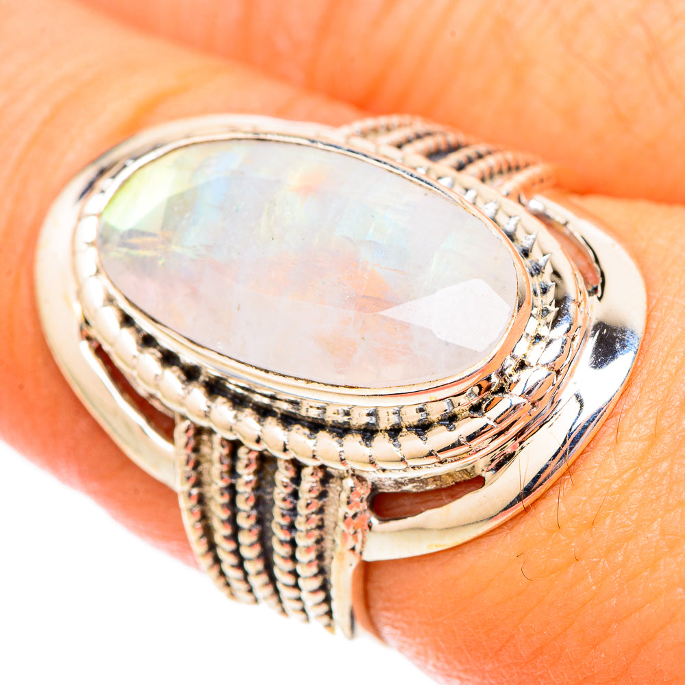 Rainbow Moonstone Rings handcrafted by Anasilvercos - RING117331