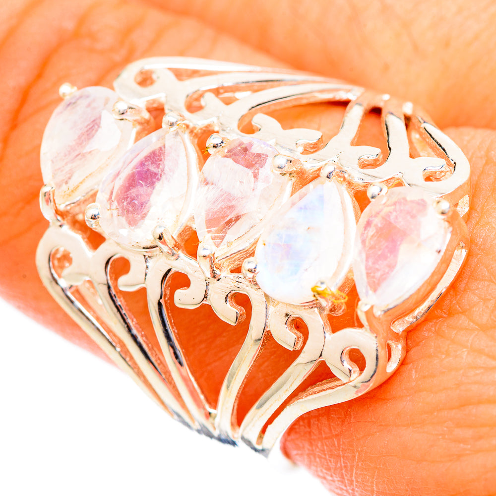Rainbow Moonstone Rings handcrafted by Anasilvercos - RING117354