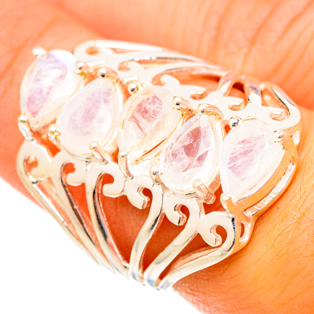 Rainbow Moonstone Rings handcrafted by Anasilvercos - RING117374