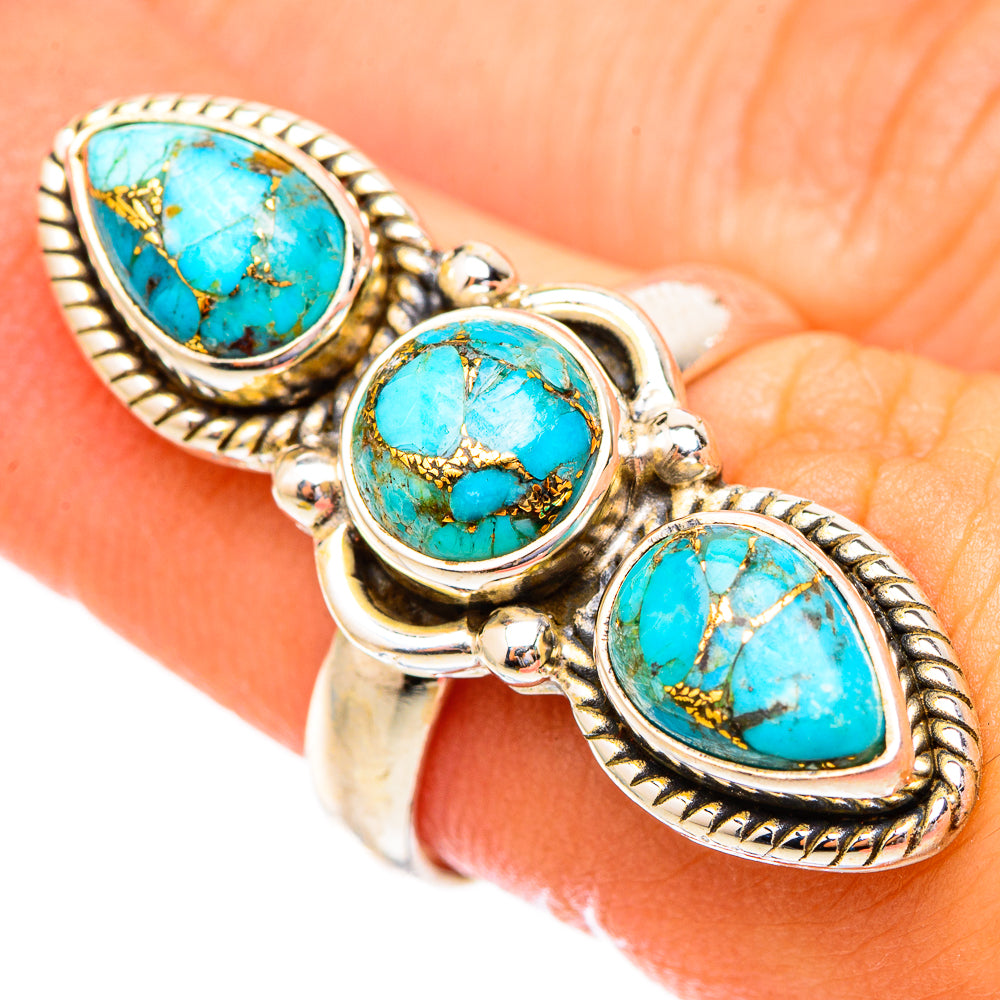 Blue Copper Composite Turquoise Rings handcrafted by Anasilvercos - RING117378