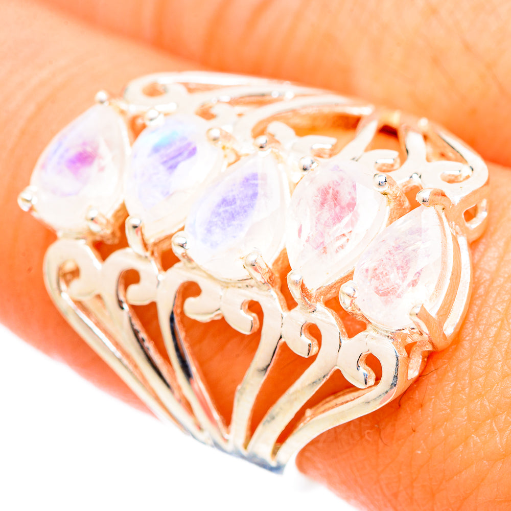Rainbow Moonstone Rings handcrafted by Anasilvercos - RING117393