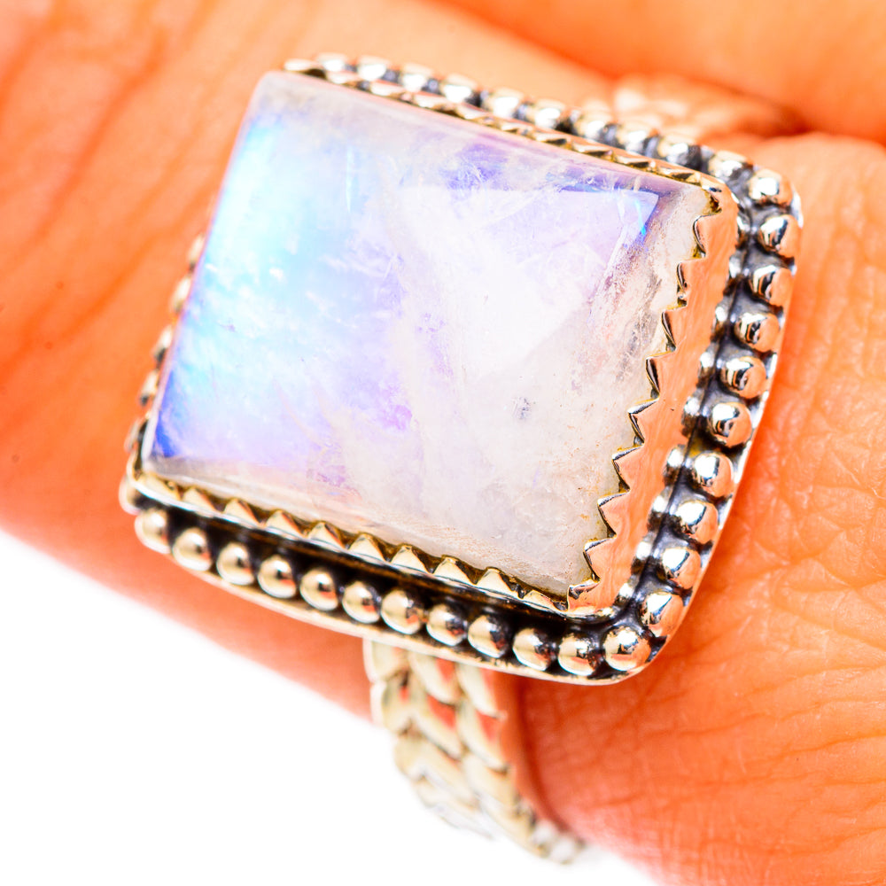 Rainbow Moonstone Rings handcrafted by Anasilvercos - RING117395