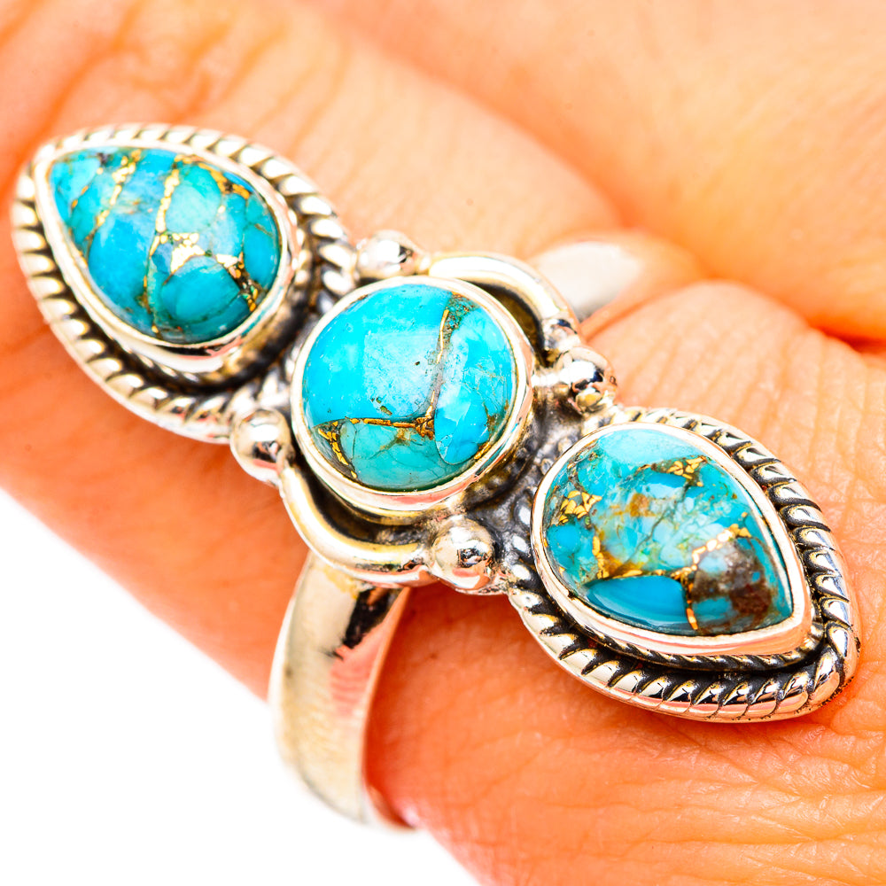 Blue Copper Composite Turquoise Rings handcrafted by Anasilvercos - RING117400