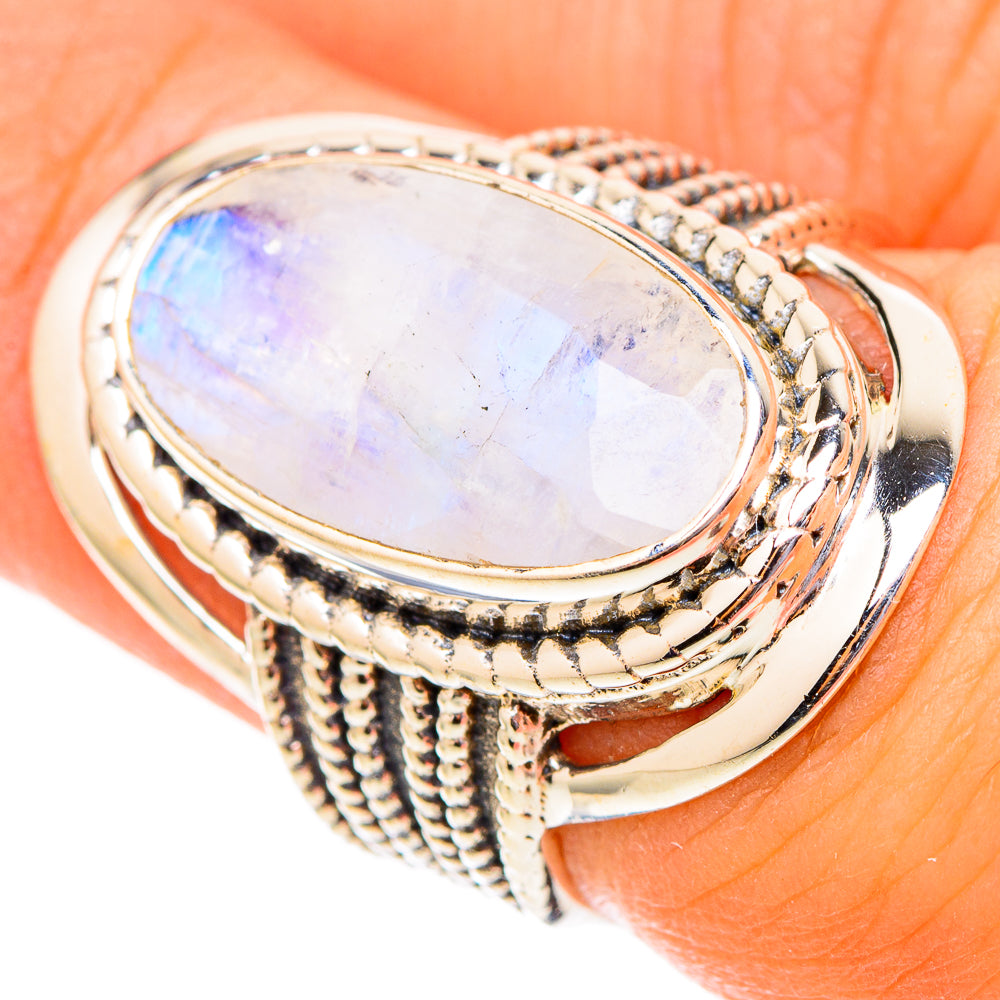 Rainbow Moonstone Rings handcrafted by Anasilvercos - RING117424