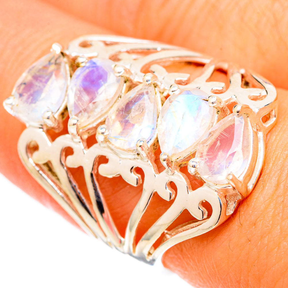 Rainbow Moonstone Rings handcrafted by Anasilvercos - RING117425