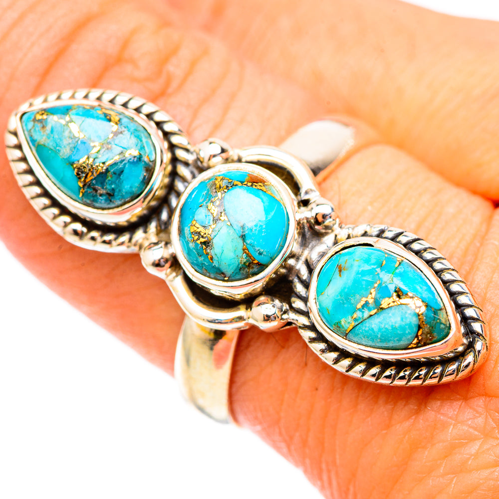 Blue Copper Composite Turquoise Rings handcrafted by Anasilvercos - RING117463