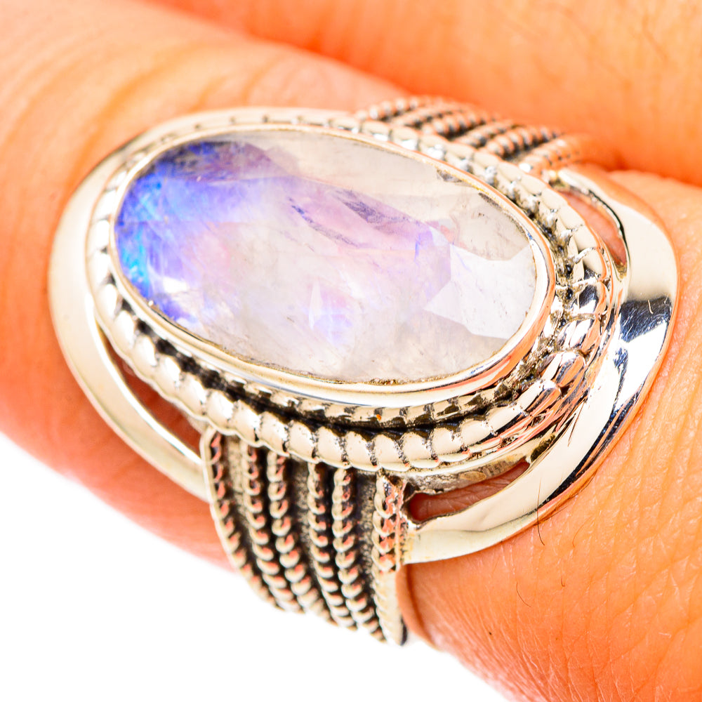 Rainbow Moonstone Rings handcrafted by Anasilvercos - RING117479