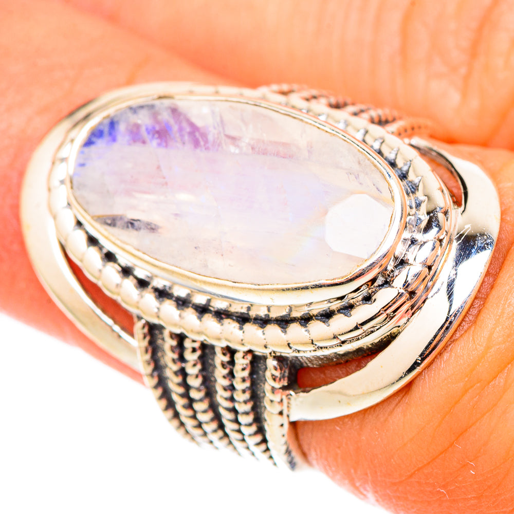 Rainbow Moonstone Rings handcrafted by Anasilvercos - RING117504