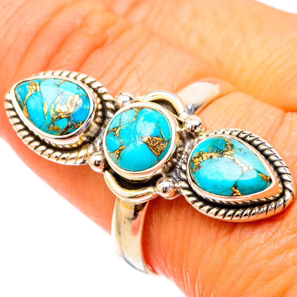 Blue Copper Composite Turquoise Rings handcrafted by Anasilvercos - RING117511