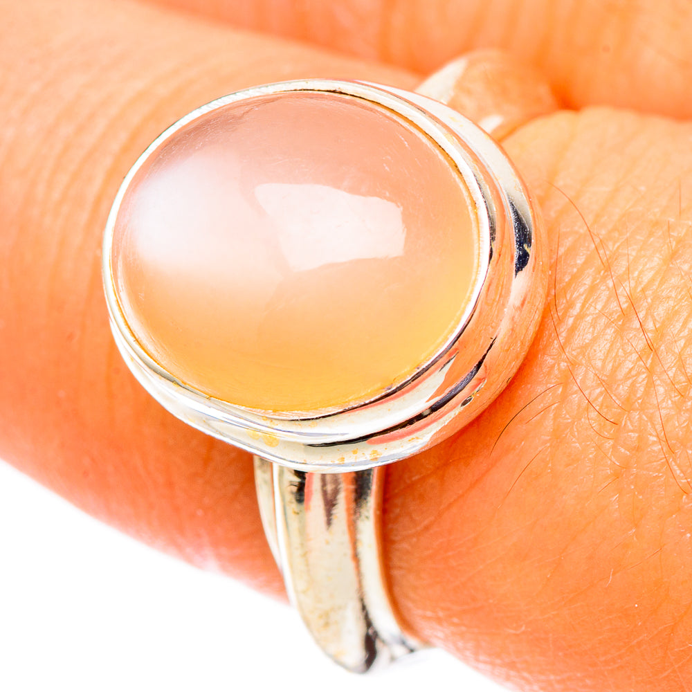 Peach Moonstone Rings handcrafted by Anasilvercos - RING117518