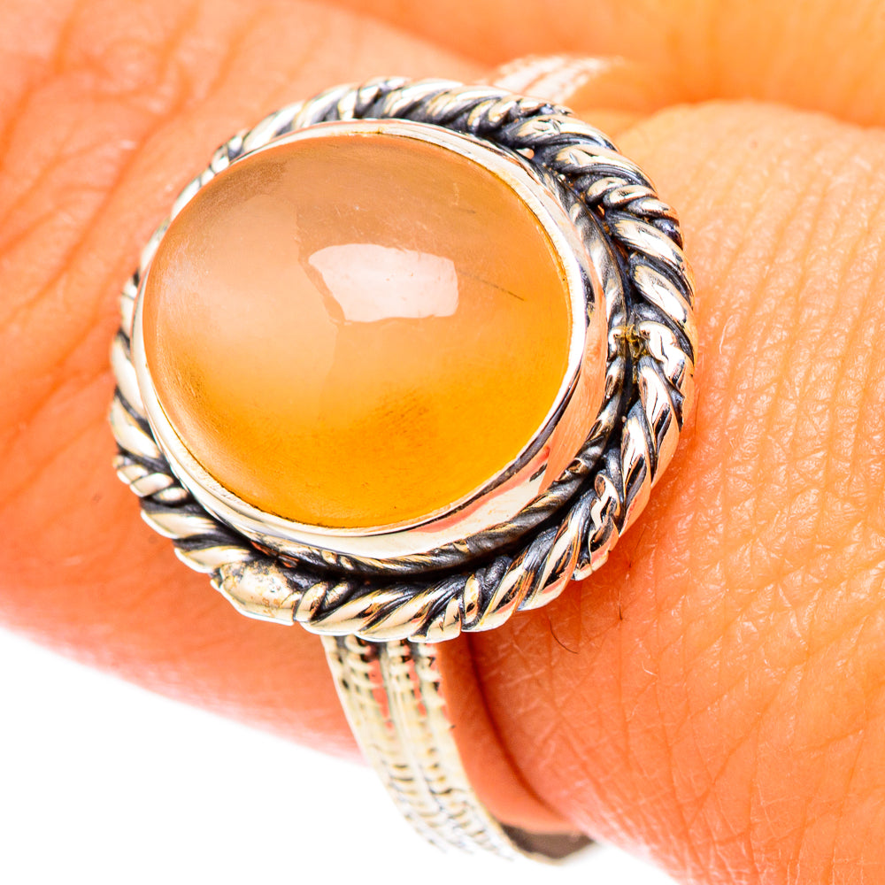 Peach Moonstone Rings handcrafted by Anasilvercos - RING117519