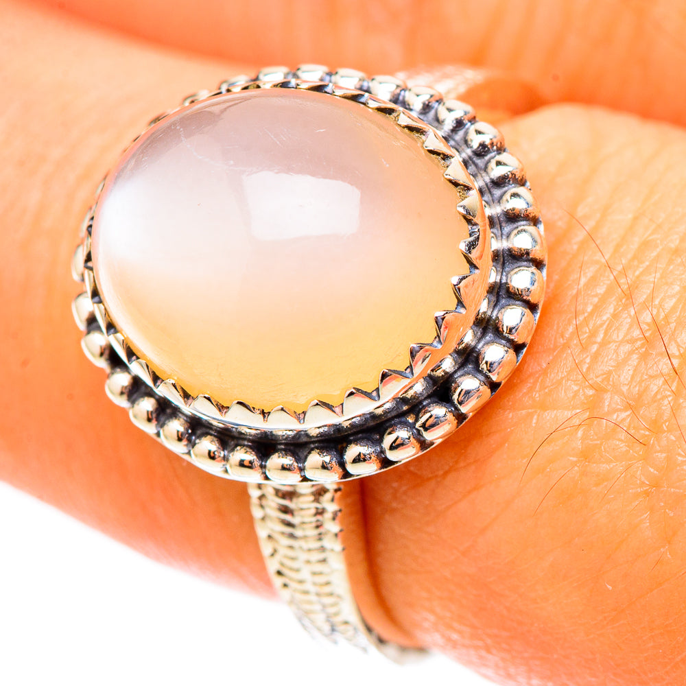Peach Moonstone Rings handcrafted by Anasilvercos - RING117542
