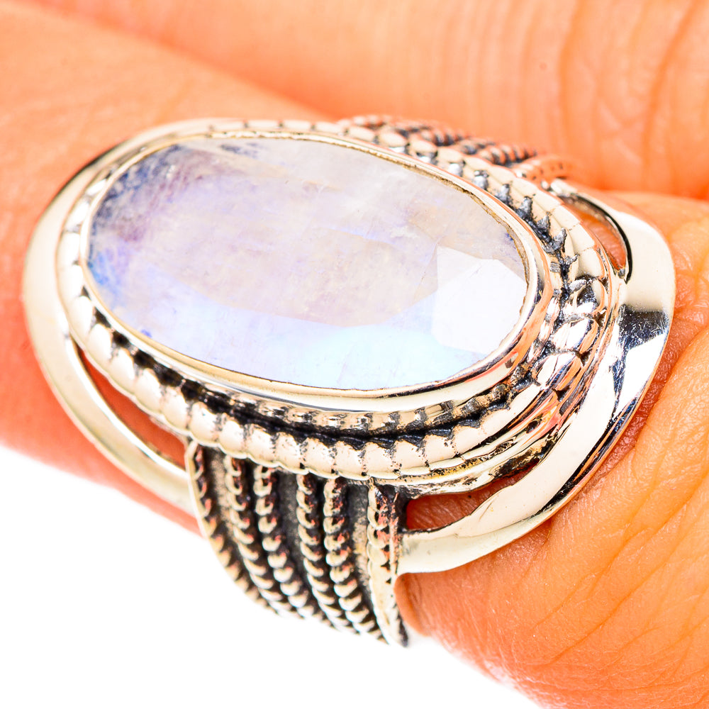 Rainbow Moonstone Rings handcrafted by Anasilvercos - RING117552