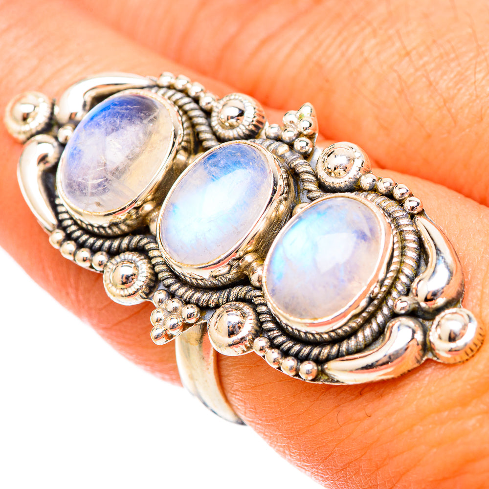 Rainbow Moonstone Rings handcrafted by Anasilvercos - RING117647
